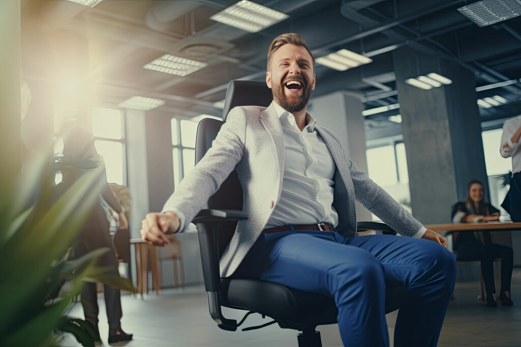 man in a workplace exhibits signs of hypomania