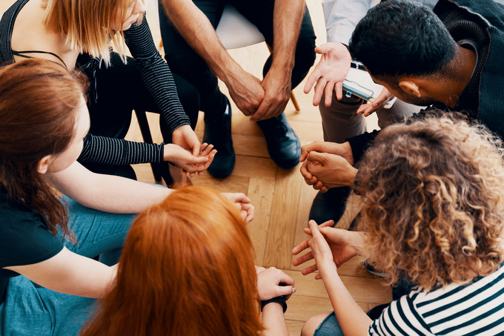 Participants in group therapy for teens